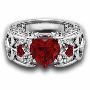 Heart Red Gemstone Ring - Women's Jewelry 6